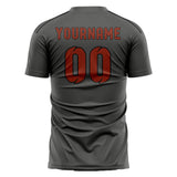 Custom Dark Grey Coral Red Soccer Jersey