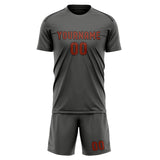 Custom Dark Grey Coral Red Soccer Set