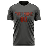 Custom Dark Grey Coral Red Soccer Jersey
