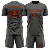 Custom Dark Grey Coral Red Soccer Set