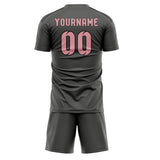 Custom Dark Grey Light Pink Soccer Set