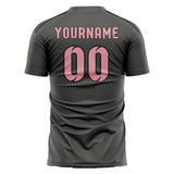 Custom Dark Grey Light Pink Soccer Jersey