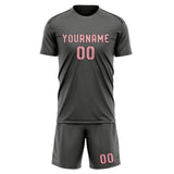 Custom Dark Grey Light Pink Soccer Set