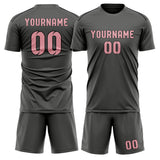 Custom Dark Grey Light Pink Soccer Set