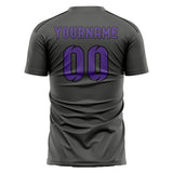 Custom Dark Grey Light Purple Soccer Jersey