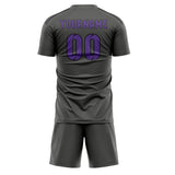 Custom Dark Grey Light Purple Soccer Set