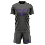 Custom Dark Grey Light Purple Soccer Set