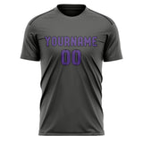 Custom Dark Grey Light Purple Soccer Jersey