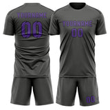 Custom Dark Grey Light Purple Soccer Set