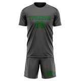 Custom Dark Grey Emerald Green Soccer Set