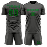 Custom Dark Grey Emerald Green Soccer Set