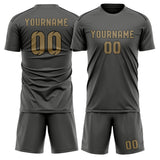 Custom Dark Grey Light Khaki Soccer Set