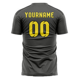 Custom Dark Grey Light Yellow Soccer Jersey