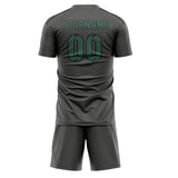 Custom Dark Grey Blue Green Soccer Set