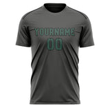 Custom Dark Grey Blue Green Soccer Jersey
