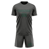 Custom Dark Grey Blue Green Soccer Set