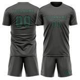 Custom Dark Grey Blue Green Soccer Set