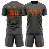 Custom Dark Grey Orange Soccer Set