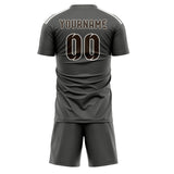 Custom Dark Grey Brown Soccer Set