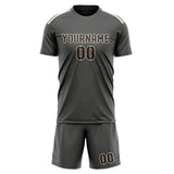 Custom Dark Grey Brown Soccer Set