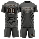 Custom Dark Grey Brown Soccer Set