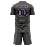 Custom Dark Grey Purple Soccer Set