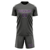Custom Dark Grey Purple Soccer Set