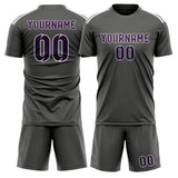 Custom Dark Grey Purple Soccer Set
