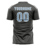 Custom Dark Grey Light Blue Soccer Jersey