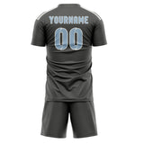 Custom Dark Grey Light Blue Soccer Set