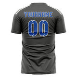 Custom Dark Grey Sky Blue Soccer Jersey