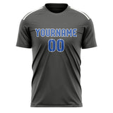 Custom Dark Grey Sky Blue Soccer Jersey