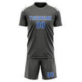 Custom Dark Grey Sky Blue Soccer Set