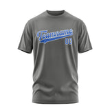 Custom Dark Grey Sky Blue T-Shirt