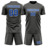 Custom Dark Grey Sky Blue Soccer Set