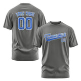 Custom Dark Grey Sky Blue T-Shirt