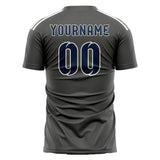 Custom Dark Grey Blue Soccer Jersey