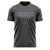 Custom Dark Grey Blue Soccer Jersey
