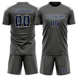 Custom Dark Grey Blue Soccer Set