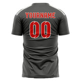 Custom Dark Grey Orange Red Soccer Jersey