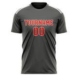 Custom Dark Grey Orange Red Soccer Jersey