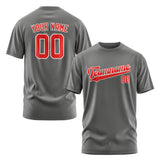 Custom Dark Grey Orange Red T-Shirt