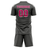 Custom Dark Grey Pink Soccer Set