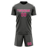 Custom Dark Grey Pink Soccer Set