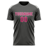Custom Dark Grey Pink Soccer Jersey