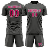 Custom Dark Grey Pink Soccer Set