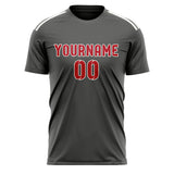 Custom Dark Grey Red Soccer Jersey