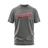 Custom Dark Grey Crimson Red T-Shirt