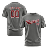 Custom Dark Grey Crimson Red T-Shirt