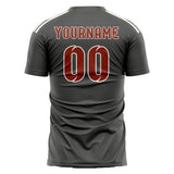 Custom Dark Grey Coral Red Soccer Jersey